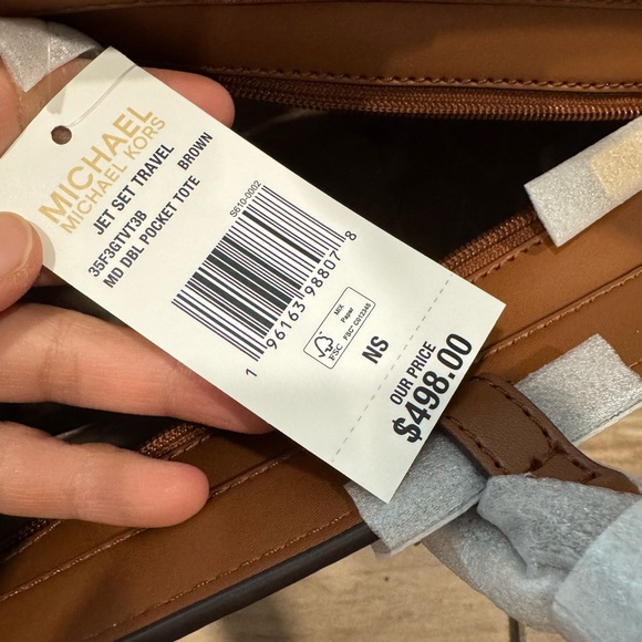 Michael Kors Jet Set Travel MD Double Zip Pocket Sig Brown - Picture 3 of 10
